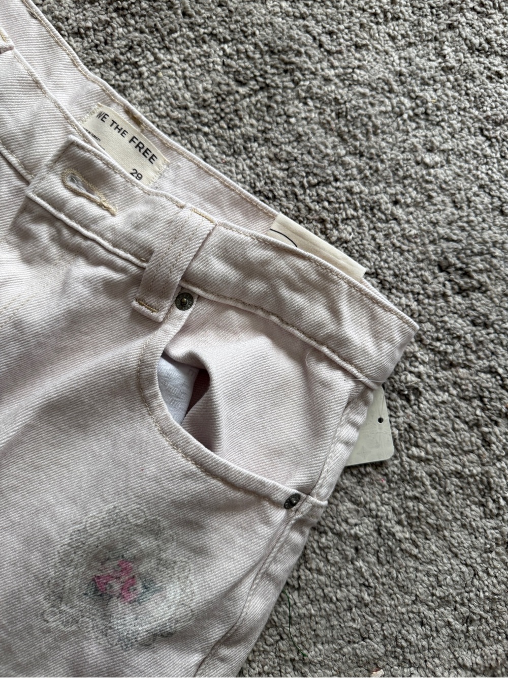 We The Free Illusions straight-leg printed jeans in the heirloom ivory,nwt, sz29 - Picture 7 of 13